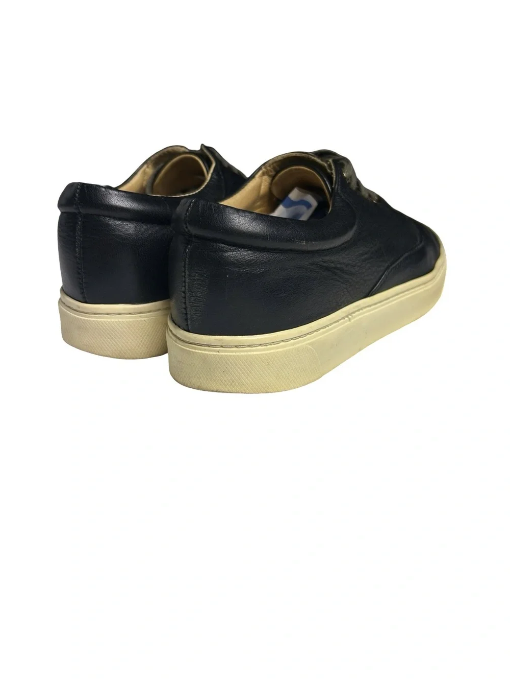Nisolo Diego Black Leather Cream Sole Lace Up Sneakers. Size 7.5